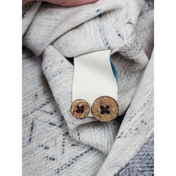 Caribbean Hawaiian Button Up Down Shirt Bamboo Wood Buttons Large L Silk - Picture 6 of 8